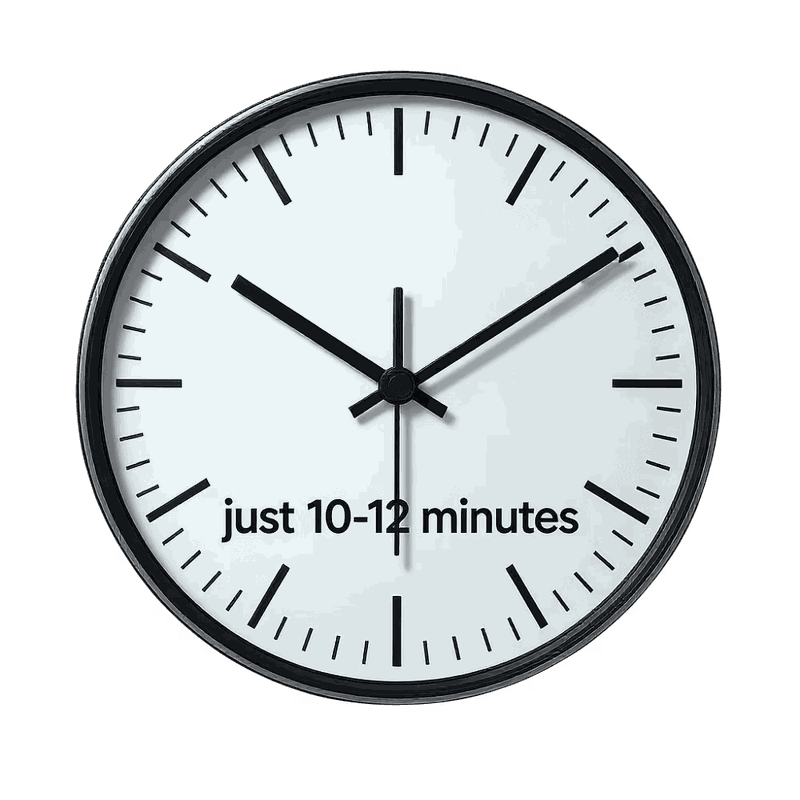 A clock showing just ten to twelve minutes
