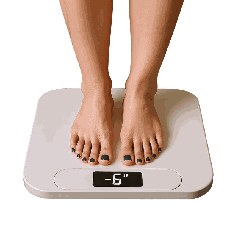 Bare feet on a bathroom scale
